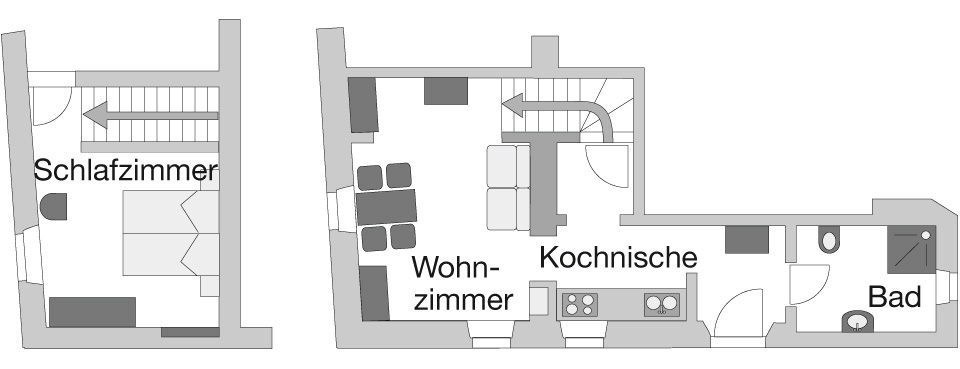 Ferienwohnung L'Angolo, Podere Cortilla, Volterra, Toscana, 2-4 Personen, Grundriss